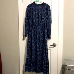 Elegant Blue Floral Dress NWOT
